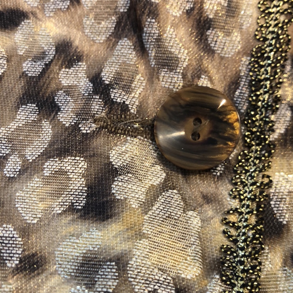 Bergamo Studio Vintage Blazer Gold & Brown ornate floral leopard print SZ 14 - Picture 5 of 12